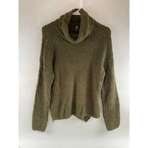 Bobeau Sweater Women's Size S Green Fuzzy Loose Knitted Cowl Neck Long Sleeve